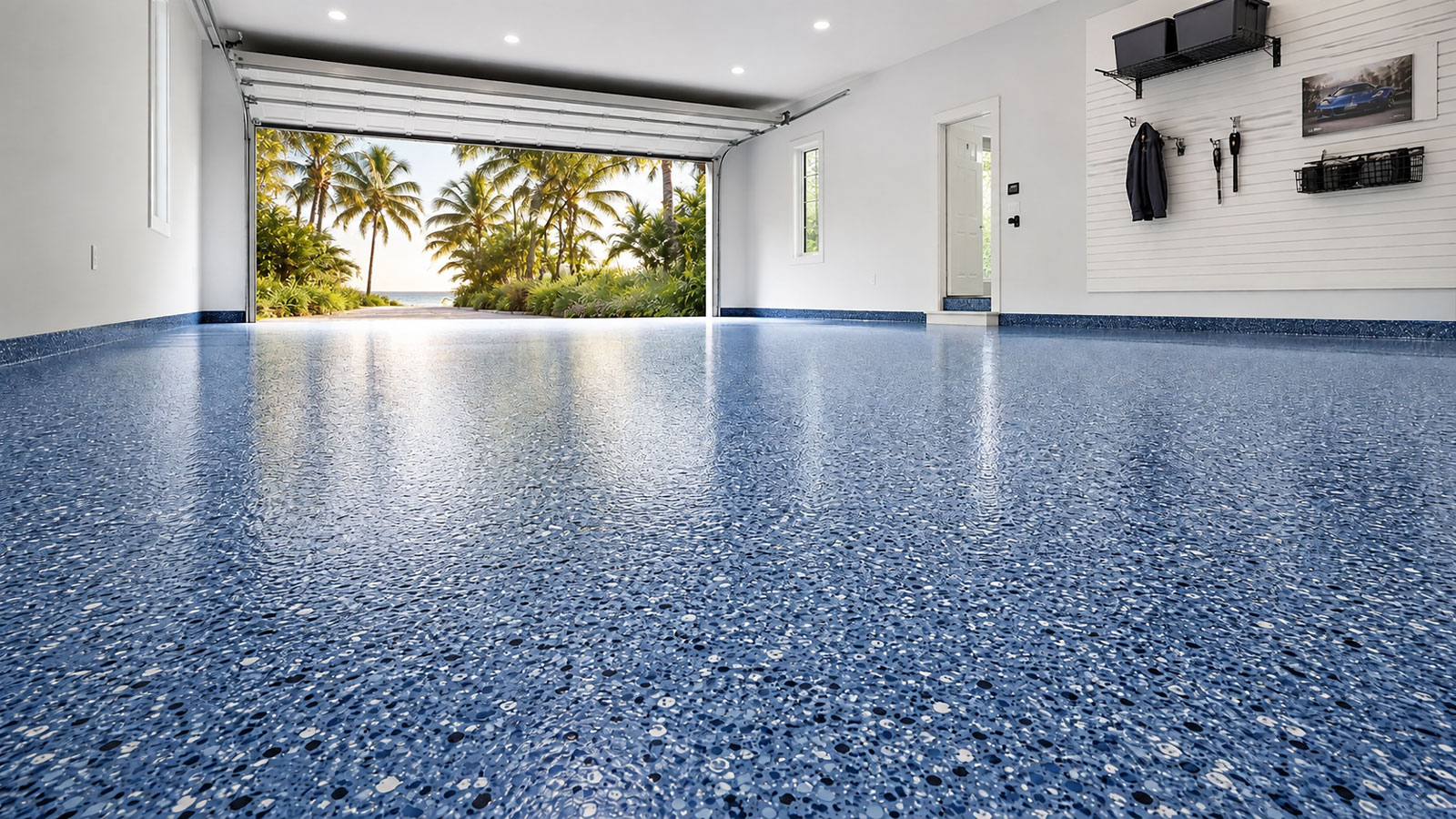 Flake garage floor coating